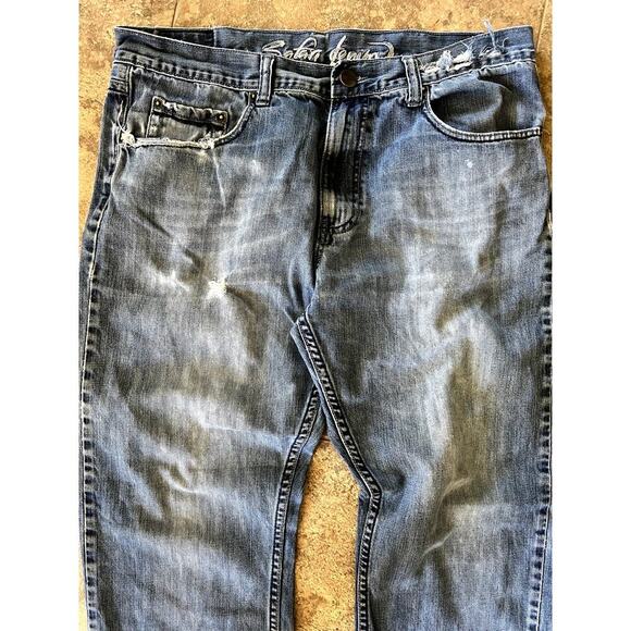 Safari Boot cut denim jeans, men's size 36 x 32L * Snuff Can Ring Pocket. - Picture 3 of 9